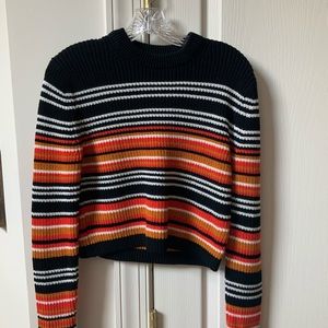 FRENCH CONNECTION JUNE STRIPED BLACK KNIT SWEATER